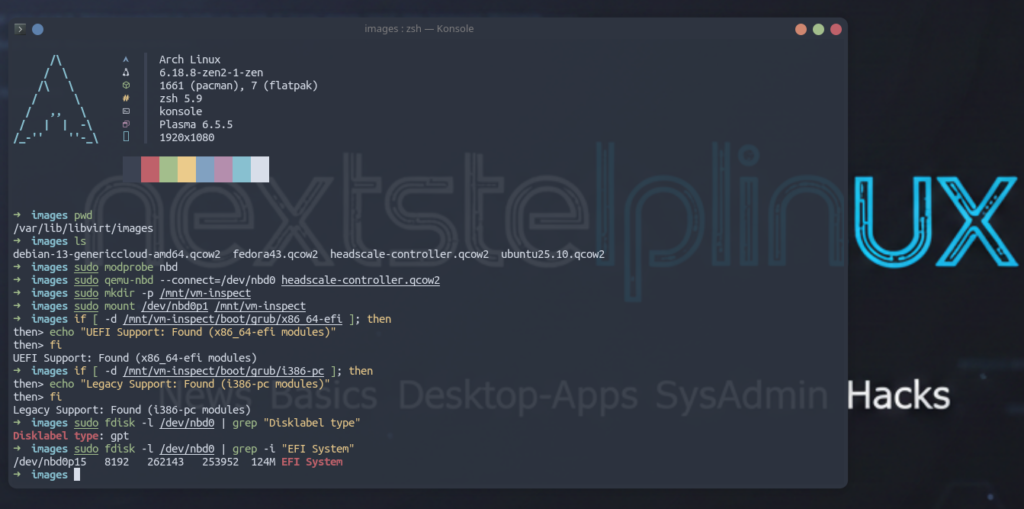 [Image: UEFI vs BIOS detection output comparison]